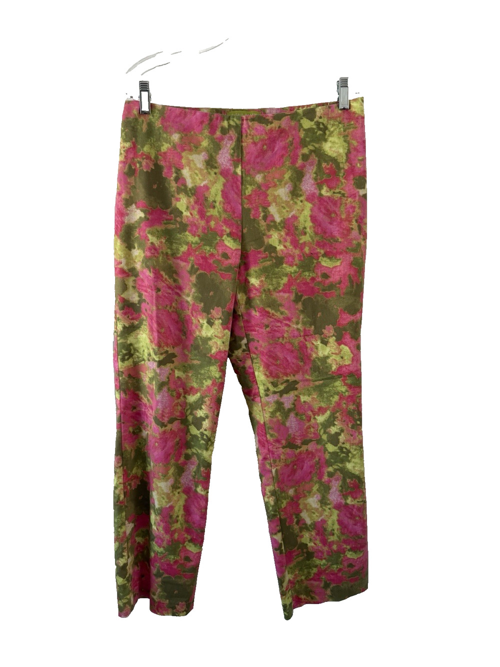Sigrid Olsen Floral Bright High Rise Straight Leg Crop Ankle Pants Multi Sz 8